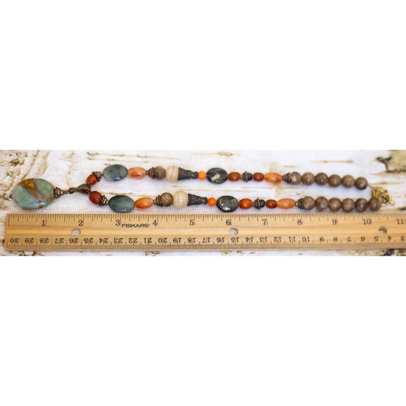 17 1/2 inch, Vintage Bohemian Abstract Stones Necklace - BK1 - Picture 3 of 3
